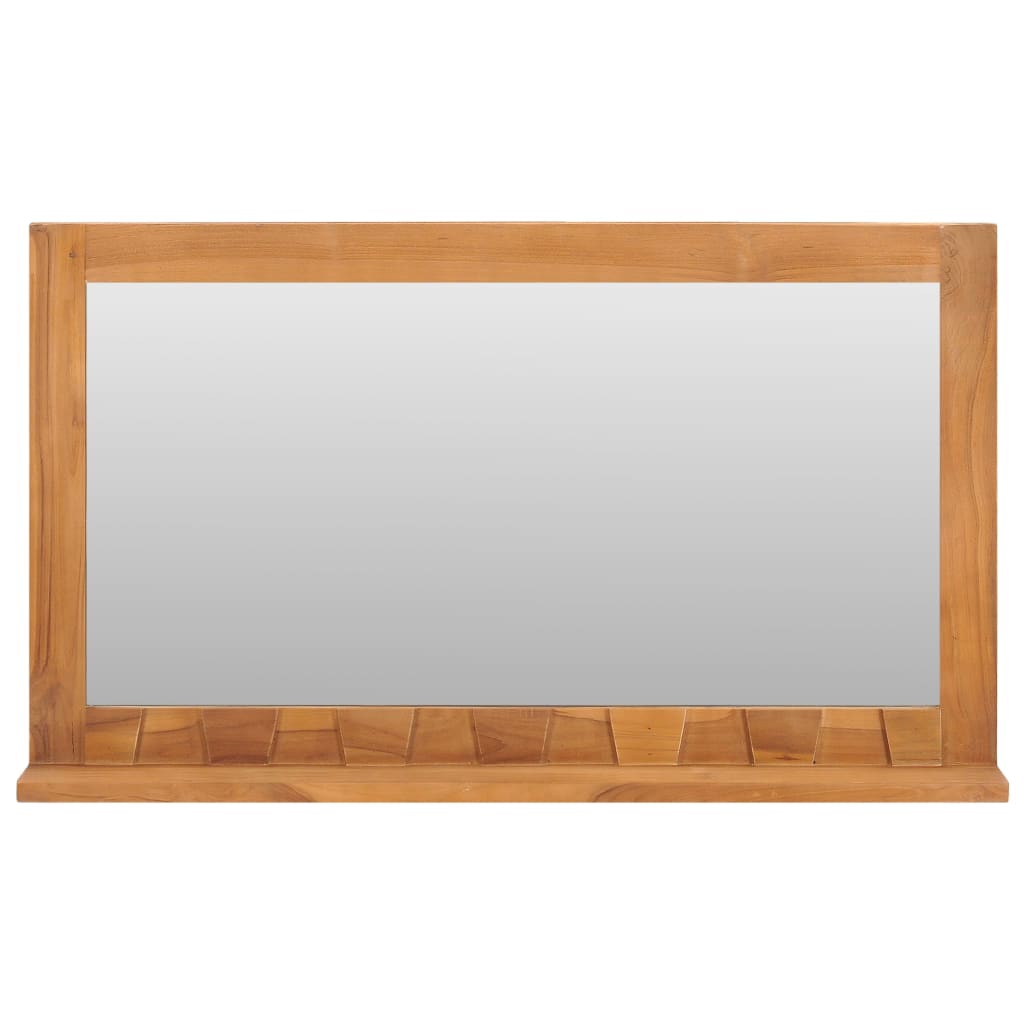 Espejo de pared con estante madera maciza de teca 100x12x60 cm