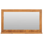Espejo de pared con estante madera maciza de teca 100x12x60 cm