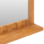 Espejo de pared con estante madera maciza de teca 100x12x60 cm