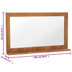 Espejo de pared con estante madera maciza de teca 100x12x60 cm