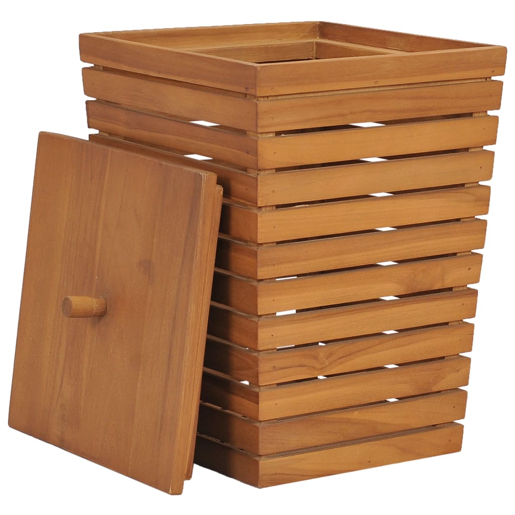 Cesto de la ropa sucia madera maciza de teca 30x30x45 cm