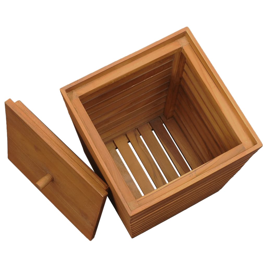 Cesto de la ropa sucia madera maciza de teca 30x30x45 cm