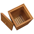 Cesto de la ropa sucia madera maciza de teca 30x30x45 cm