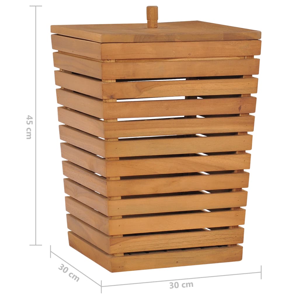 Cesto de la ropa sucia madera maciza de teca 30x30x45 cm
