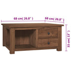 Mesa de centro de madera maciza de teca 68x68x33 cm