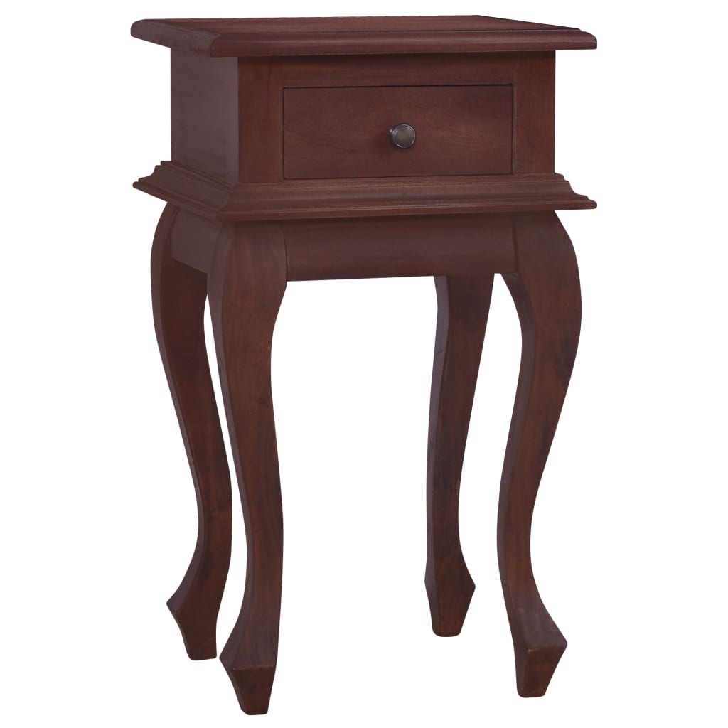 Mesita de noche clásica madera maciza caoba marrón 35x30x60 cm