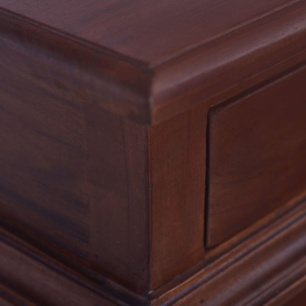 Mesita de noche clásica madera maciza caoba marrón 35x30x60 cm