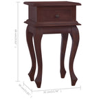 Mesita de noche clásica madera maciza caoba marrón 35x30x60 cm