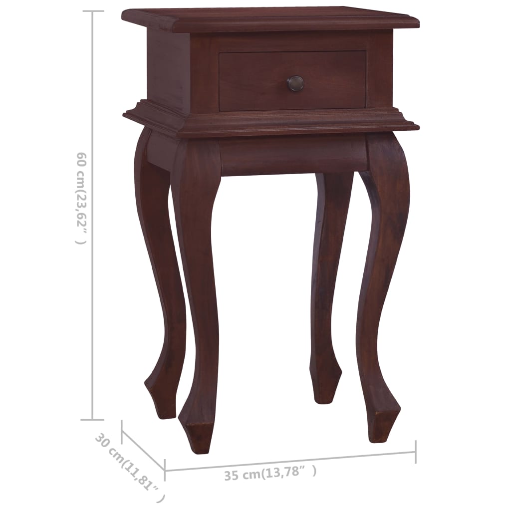 Mesita de noche clásica madera maciza caoba marrón 35x30x60 cm