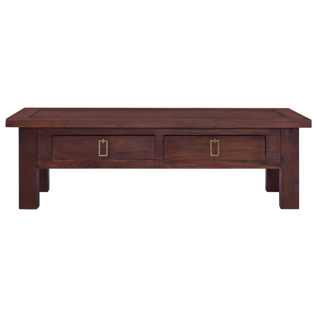Mesa de centro clásica madera maciza caoba marrón 100x50x30 cm