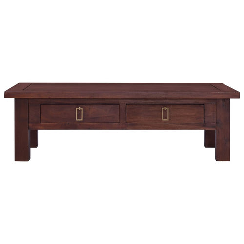 Mesa de centro clásica madera maciza caoba marrón 100x50x30 cm