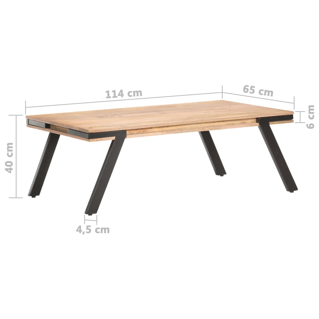 Mesa de centro madera maciza de mango 114x65x40 cm