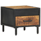 Mesita de noche de madera de mango rugosa 40x40x35 cm