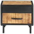 Mesita de noche de madera de mango rugosa 40x40x35 cm