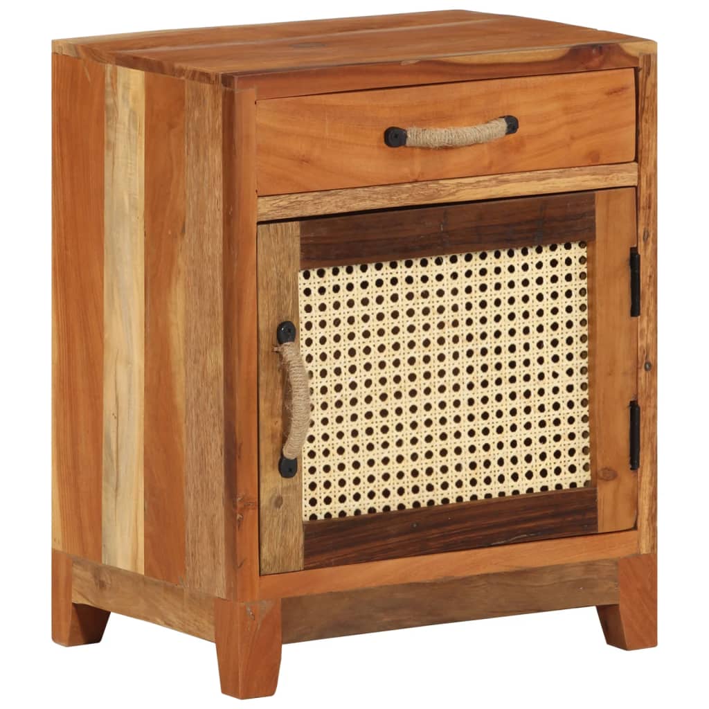 Mesita de noche de madera maciza reciclada 40x30x50 cm