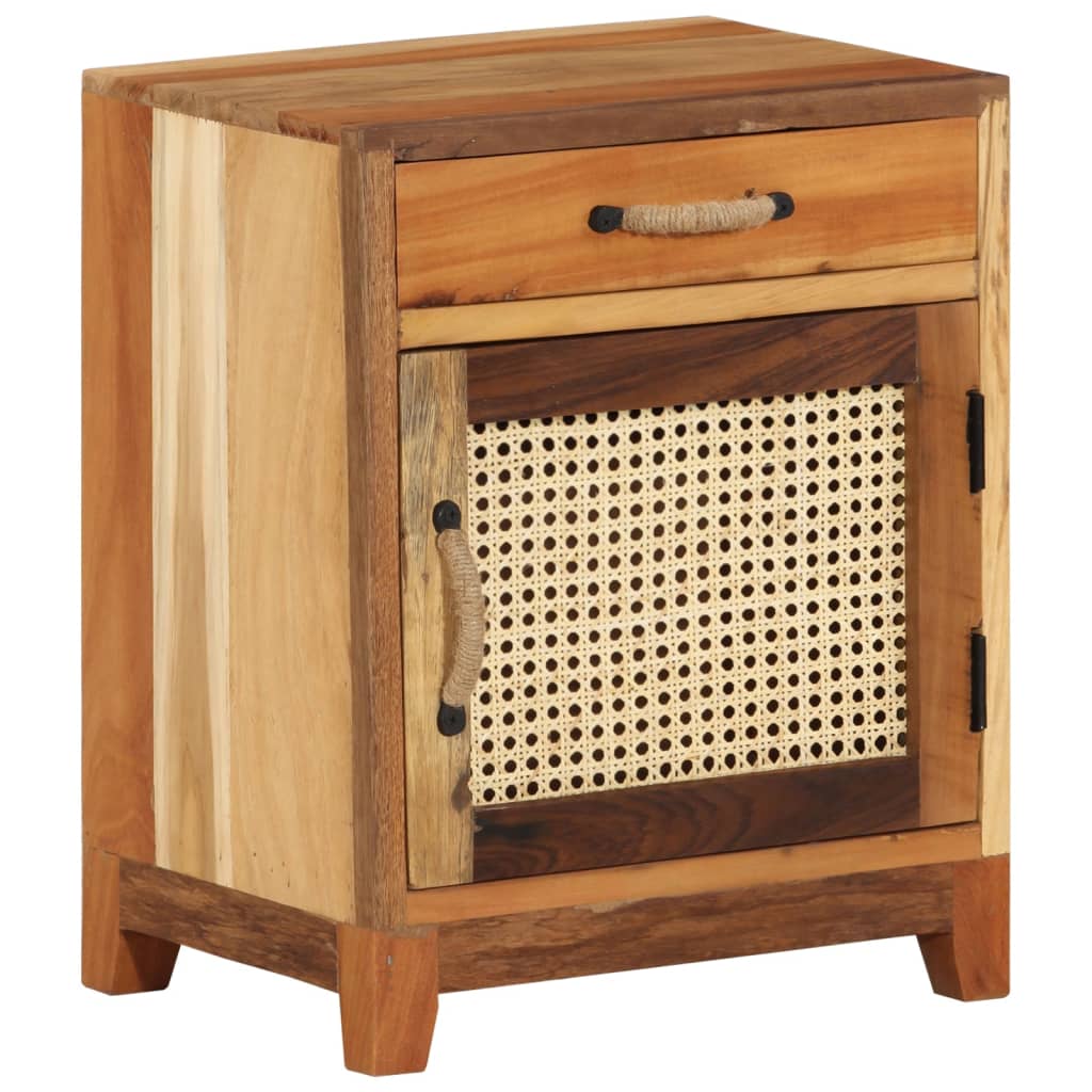 Mesita de noche de madera maciza reciclada 40x30x50 cm