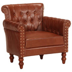 Sillón de cuero auténtico de cabra marrón