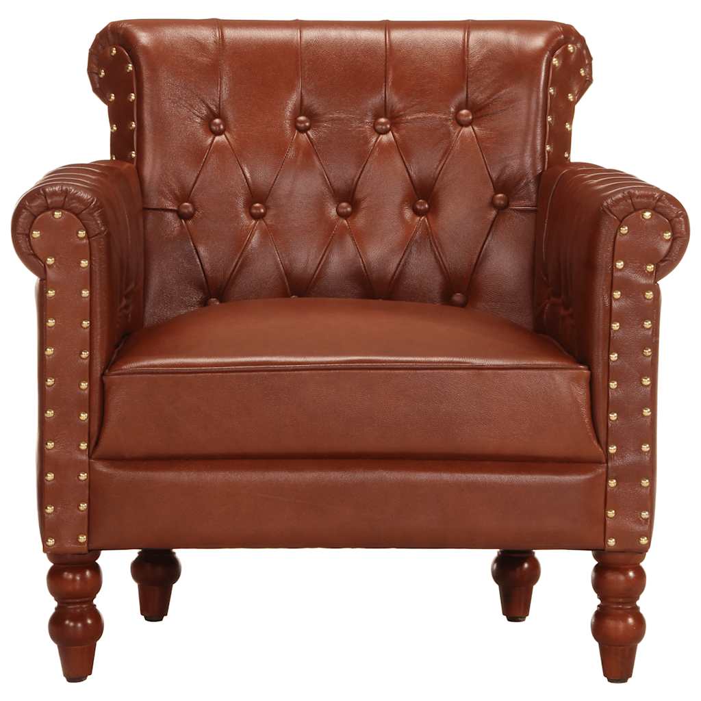 Sillón de cuero auténtico de cabra marrón