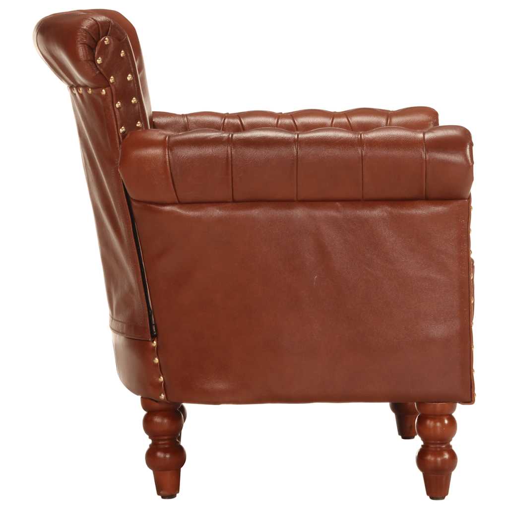 Sillón de cuero auténtico de cabra marrón