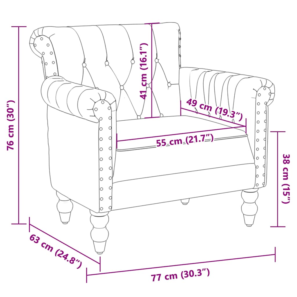 Sillón de cuero auténtico de cabra marrón