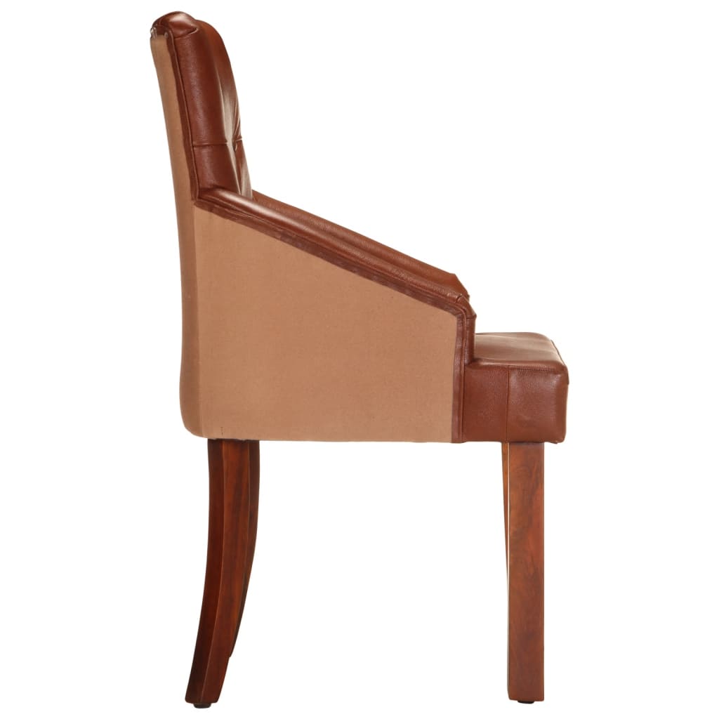 Sillas de comedor 2 unidades cuero de cabra auténtico marrón