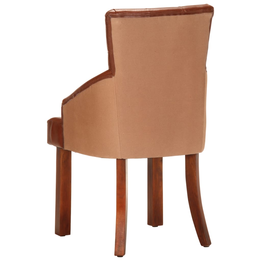 Sillas de comedor 2 unidades cuero de cabra auténtico marrón