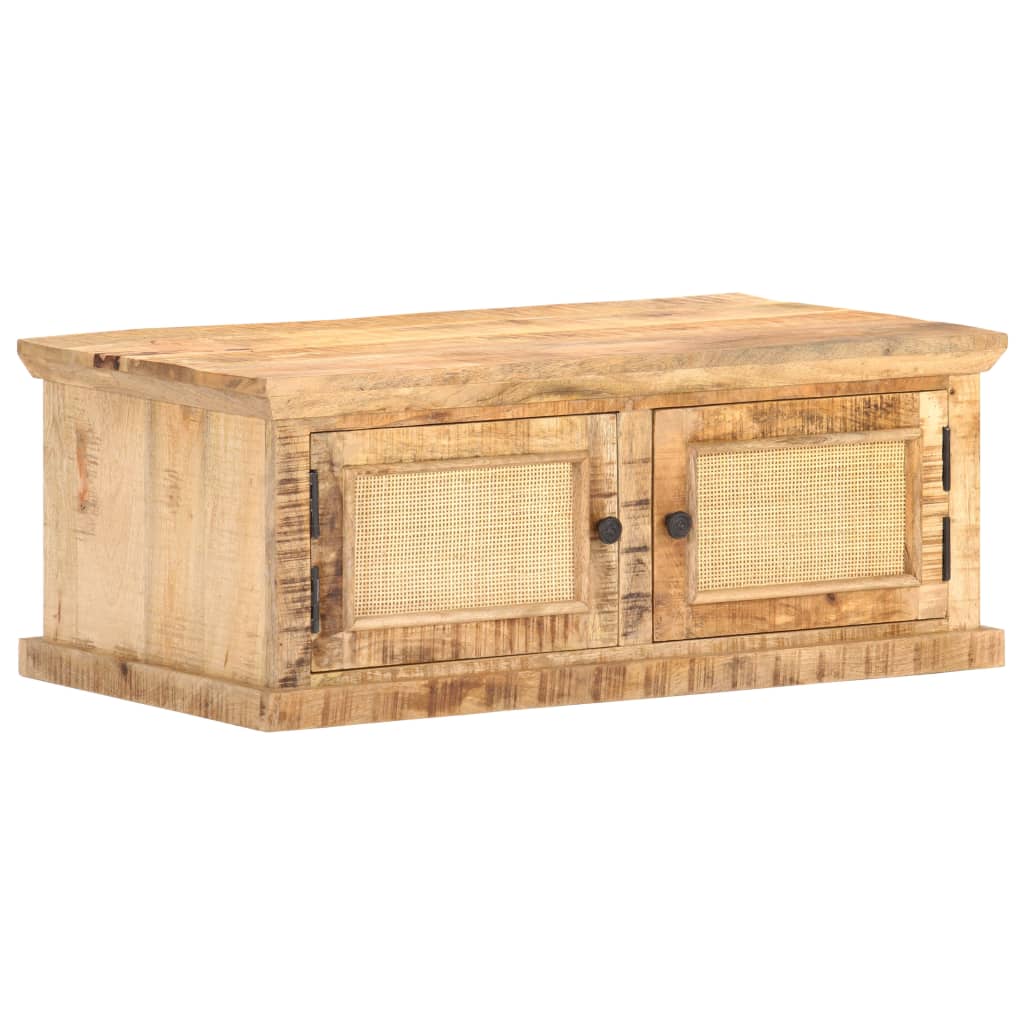 Mesa de centro madera maciza de mango caña natural 90x50x35 cm