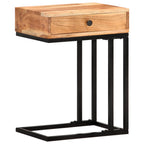 Mesa auxiliar forma de U madera maciza de acacia 45x30x61 cm