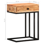 Mesa auxiliar forma de U madera maciza de acacia 45x30x61 cm