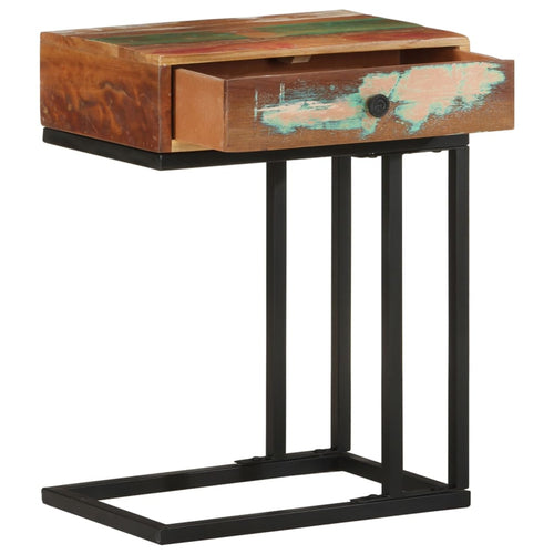 Mesa de apoio em forma de U, madeira maciça reciclada 45x30x61 cm
