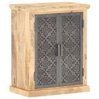 Aparador con puertas de acero madera mango macizo 60x35x75 cm