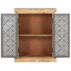 Aparador con puertas de acero madera mango macizo 60x35x75 cm