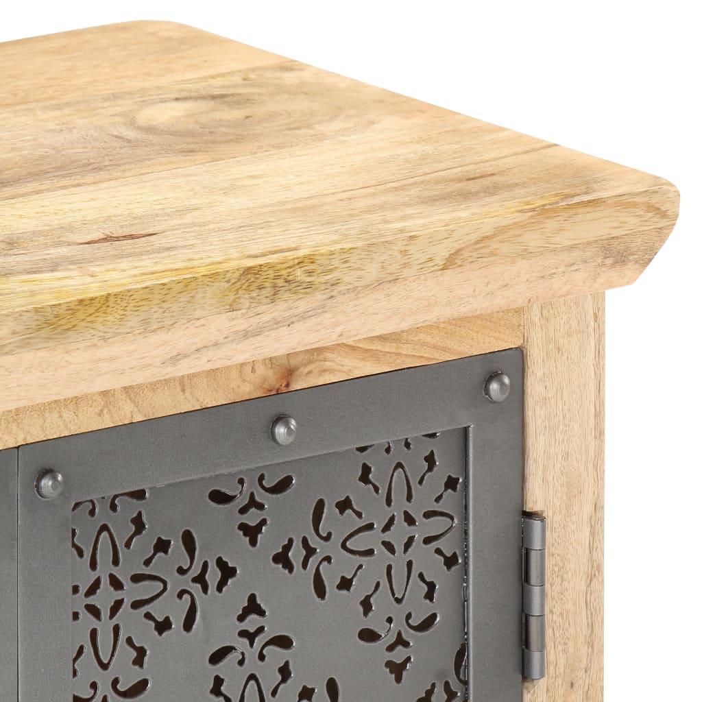 Aparador con puertas de acero madera mango macizo 60x35x75 cm