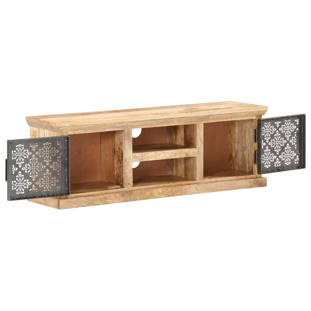 Mueble de TV puertas de acero madera maciza mango 120x30x40 cm