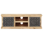 Mueble de TV puertas de acero madera maciza mango 120x30x40 cm