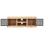 Mueble de TV puertas de acero madera maciza mango 120x30x40 cm