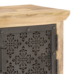 Mueble de TV puertas de acero madera maciza mango 120x30x40 cm