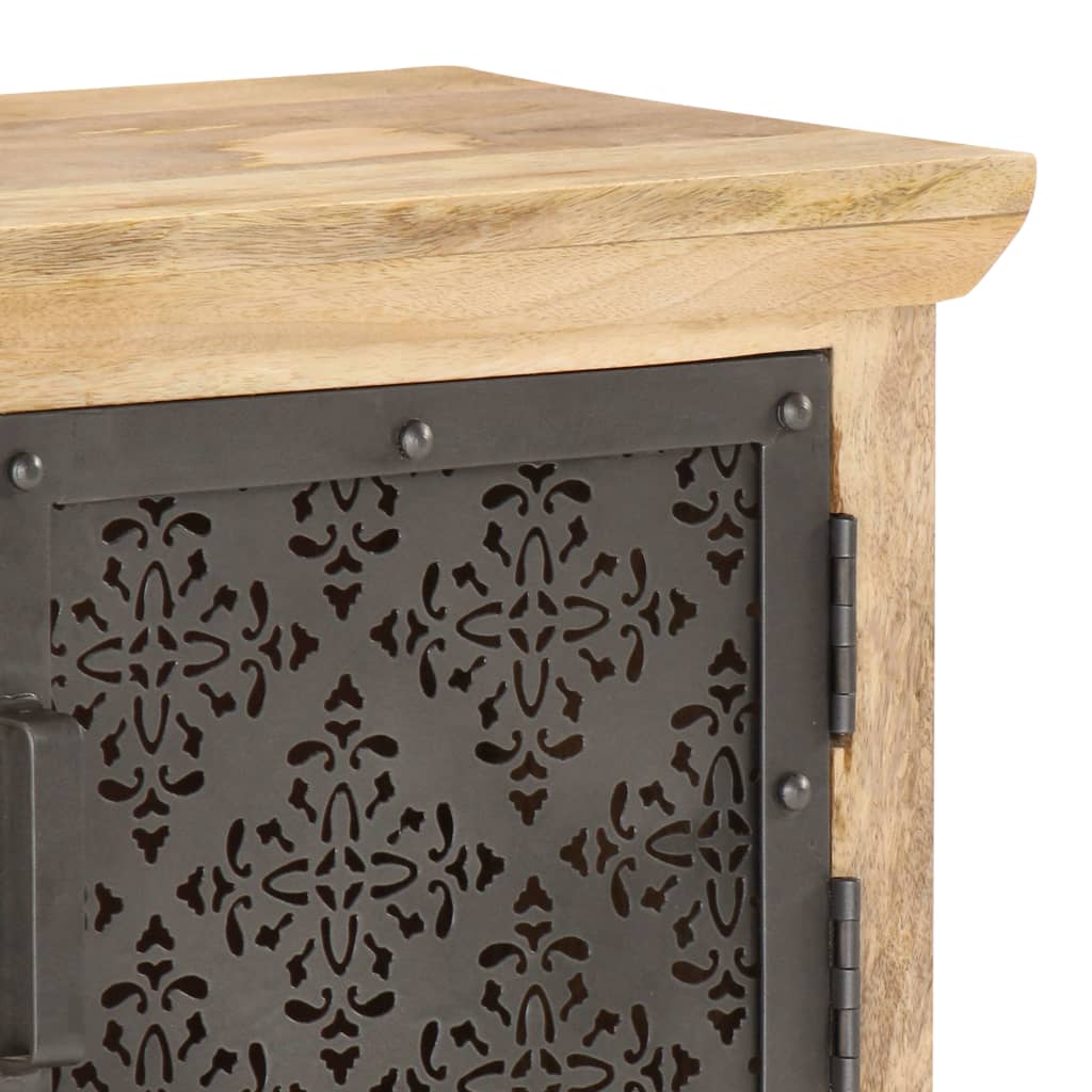 Mueble de TV puertas de acero madera maciza mango 120x30x40 cm