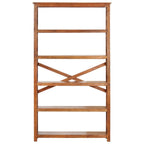 Estantería de madera maciza acacia acabado miel 100x30x180 cm
