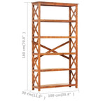 Estantería de madera maciza acacia acabado miel 100x30x180 cm