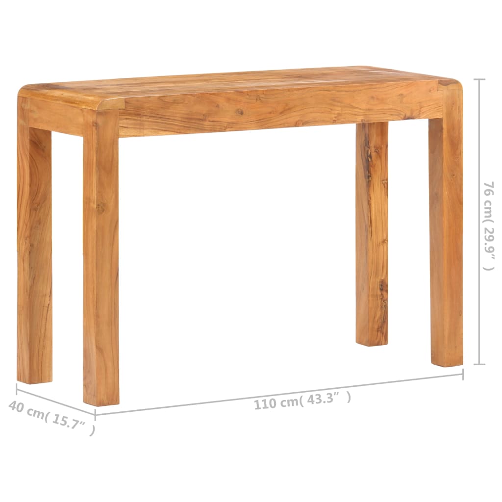 Mesa consola madera maciza de acacia acabado miel 110x40x76 cm