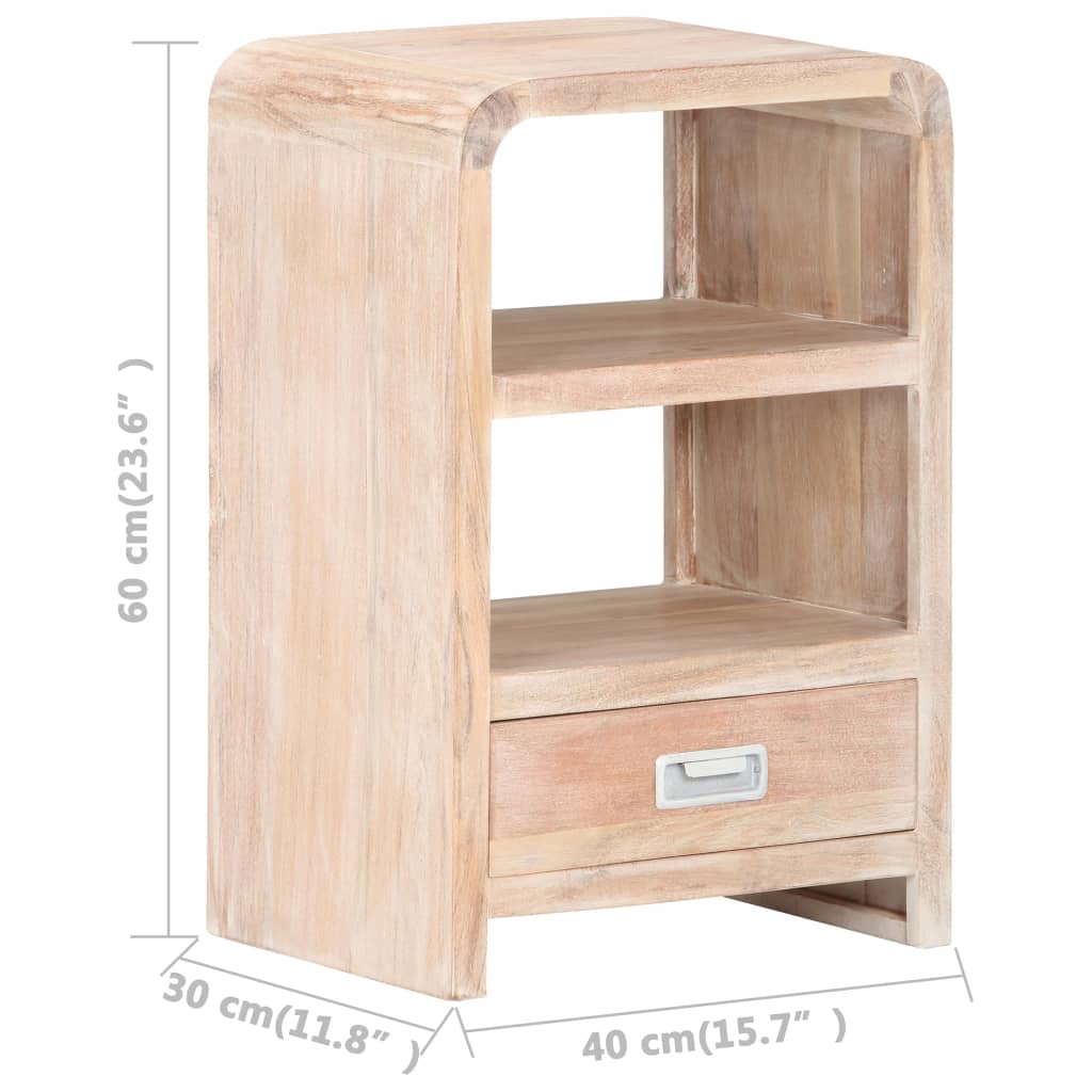 Mesita de noche de madera maciza de acacia 40x30x60 cm