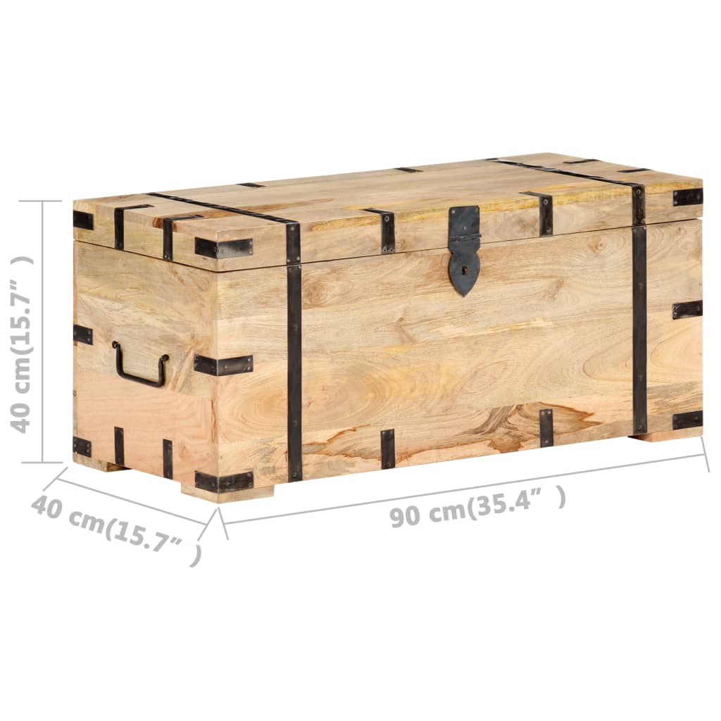 Baúl madera maciza de mango 90x40x40 cm