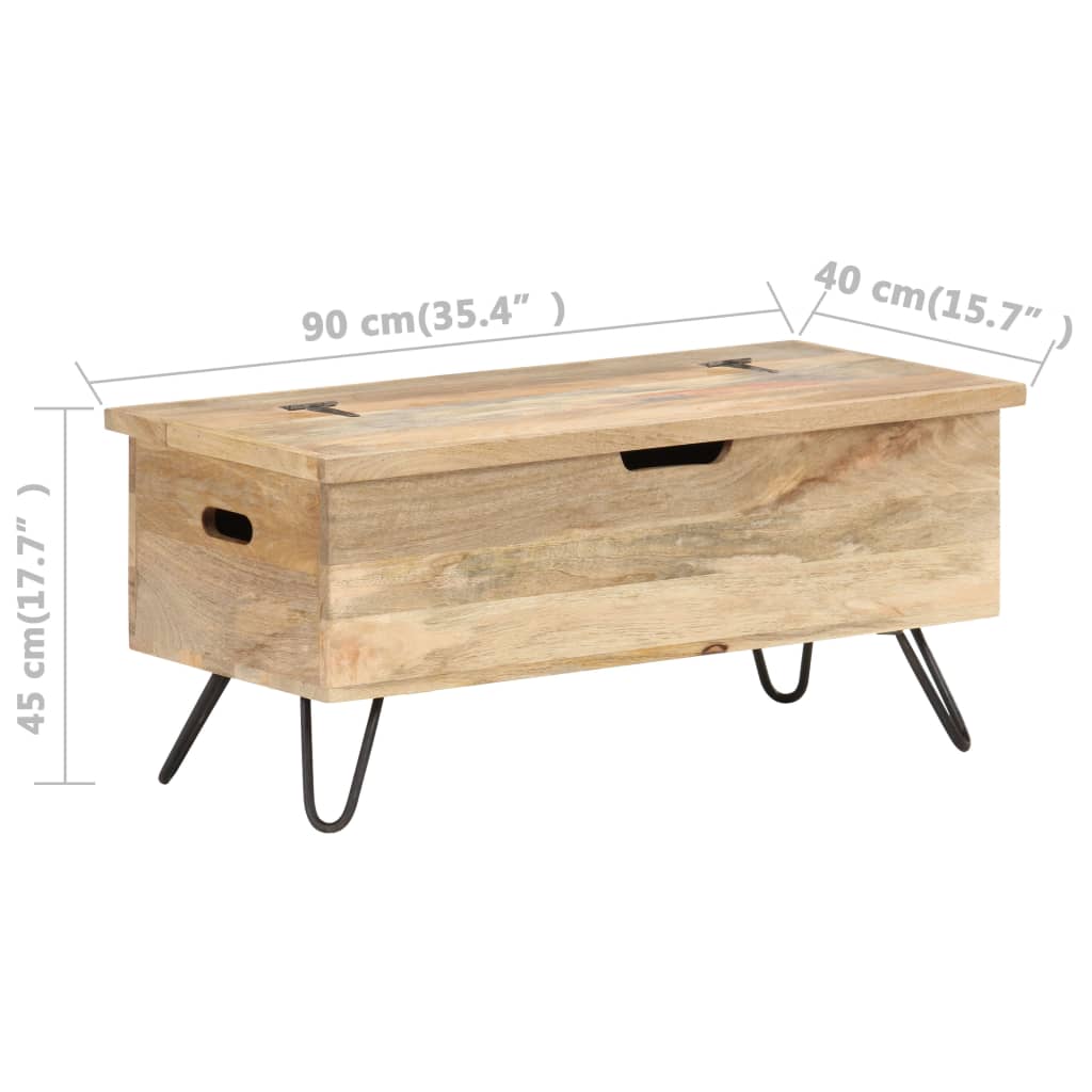 Baúl madera maciza de mango 90x40x45 cm