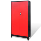 Armario de herramientas con baúl acero negro/rojo 90x40x180 cm