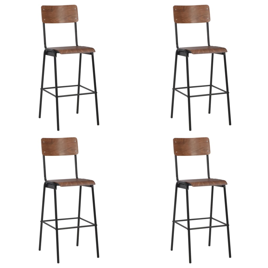 Taburetes de cocina 4 uds madera contrachapada y acero negro