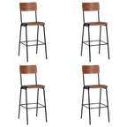 Taburetes de cocina 4 uds madera contrachapada y acero negro