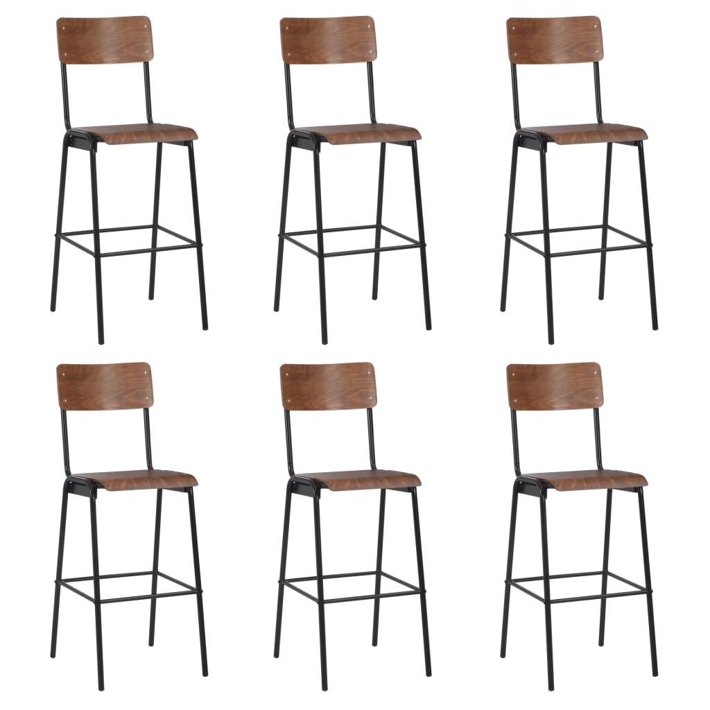 Taburetes de cocina 4 uds madera contrachapada y acero negro