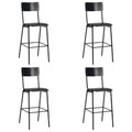 Taburetes de cocina 4 uds madera contrachapada y acero negro