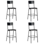 Taburetes de cocina 4 uds madera contrachapada y acero negro